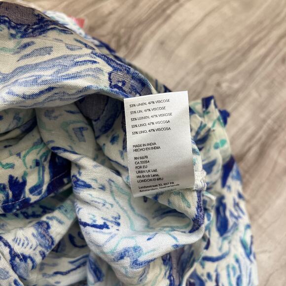 Maeve Linen Blend Coastal Surf Shirt Blue White Women’s Small - Picture 8 of 8